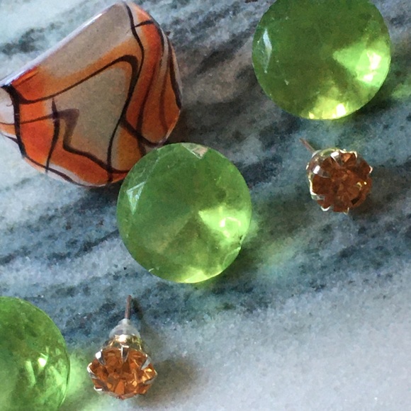 🎈🎈🎈jewelry bundle lot  NWOT orange glass Peruvian ring orange post earrings - Picture 2 of 10